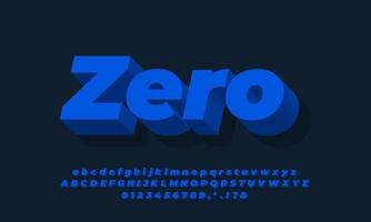 efecto de texto 3d azul oscuro o diseño de efecto de fuente vector