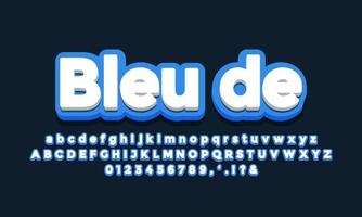 azul moderno con efecto de fuente 3d blanco o diseño de efecto de texto vector