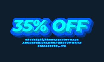 blue cyan light 3d text effect or font effect style number and alphabet vector