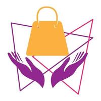 shopping bag hand hope logo icon vector design illustration