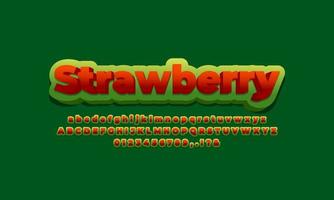 strawberry fruit fresh text effect design vector