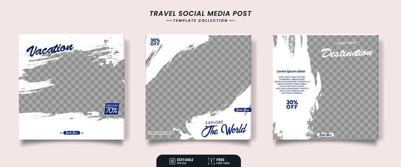 Set of editable travel sale social media banner post template