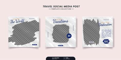 Set of editable travel sale social media banner post template vector