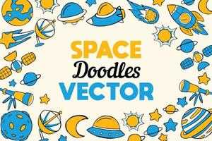 space doodles vector background in cartoon style