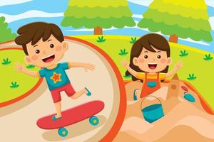 Outdoor Activity Cartoon Vector in Flat Design Style