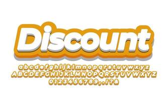 Discount sale discount promotion text 3d orange template vector