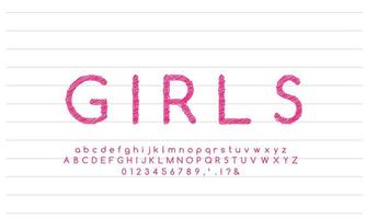 pink sketch text effect or font effect style design vector