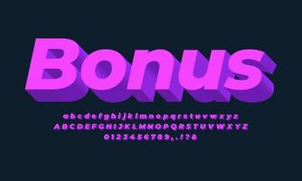 pink purple bold 3d font effect or text effect design alphabet vector