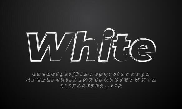 white retro brush  alphabet or letter text effect or font effect design vector