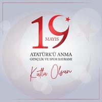 19 mayis ataturk'u anma, genclik ve spor bayrami. 19 de mayo conmemoración de ataturk, día de la juventud y el deporte. vector