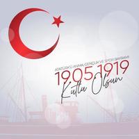 19 Mayis Ataturk'u Anma, Genclik ve Spor Bayrami. May 19 Commemoration of Ataturk, Youth and Sports Day. vector