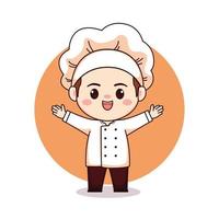 Cute happy male bakery chef cartoon manga chibi mascot logo character