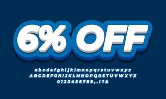 6 percent off sale discount promotion text 3d modern blue vector