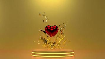 Empty background and 3d stand heart display or shelf with studio for showing or design concept. Blank backdrop Realistic 3D render Valentine day of love photo