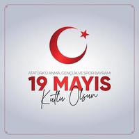 19 Mayis Ataturk'u Anma, Genclik ve Spor Bayrami. May 19 Commemoration of Ataturk, Youth and Sports Day. vector