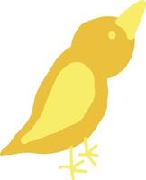icono de pájaro, pegatina. garabato dibujado a mano. colores de moda 2021 oro, amarillo. bebé, pollito primavera pascua vector