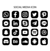 plantilla de icono de redes sociales monocromo vector