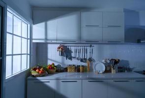 A clean kitchen after cooking for the family photo