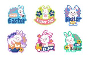 Easter Bunny Sticker Set vector