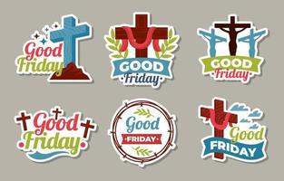 Good Friday Sticker Set vector