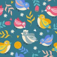 Spring Birds Seamless Pattern vector