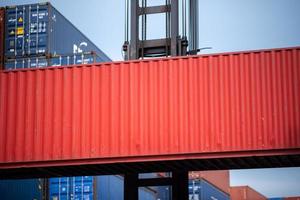 foreman worker or engineer are working about logistic industrial transport shipping container photo