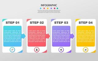 Business infographic design template with 4 options, steps or processes. Can be used for workflow layout, diagram, annual report, web design vector