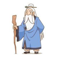 Cartoon character of Ancient Chinese grandmaster. vector