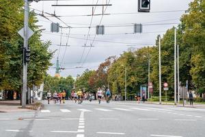 Large group man runners running marathon photo