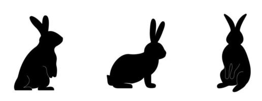 Set of rabbits black silhouette. Vector Illustration