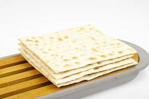 Traditional Jewish kosher matzo. Pesah celebration concept. Studio Photo