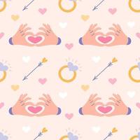 Valentines Day, vector seamless pattern with ring of arrows and hearts