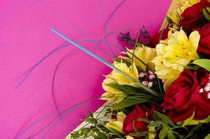 Luxurious beautiful bouquet of fresh flowers on bright background. Studio Photo