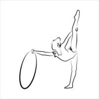 un elegante dibujo lineal de una gimnasta. vector