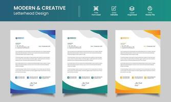 Modern Letterhead, Company Letterhead Template Design Whit Colorful Vector