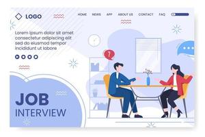 Job Interview Meeting and Candidate of Employment or Hiring Landing Page Template Flat Illustration Editable of Square Background for Social Media vector