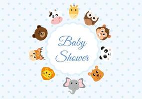 Baby Shower Little Boy or Girl with Cute Jungle Animals Design Background Vector Illustration Suitable for Invitation and Greeting Card