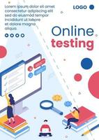 Online Testing Course Flyer Template Flat Design Illustration Editable of Square Background for Social media, E-learning and Education Concept vector