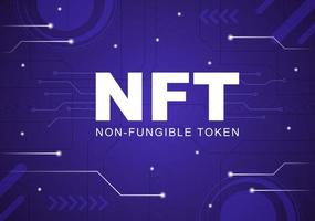 NFT Non Fungible Token Crypto Art of Converting Into Digital Network with Coin Servers for Banner or Poster in Flat Background Illustration vector