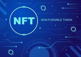 NFT Non Fungible Token Crypto Art of Converting Into Digital Network with Coin Servers for Banner or Poster in Flat Background Illustration vector