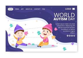 World Autism Awareness Day Landing Page Template Flat Illustration Editable of Square Background Suitable for Social media or Greetings Card vector