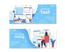 Online Testing Course Banner Template Flat Design Illustration Editable of Square Background for Social media, E-learning and Education Concept vector