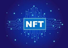NFT Non Fungible Token Crypto Art of Converting Into Digital Network with Coin Servers for Banner or Poster in Flat Background Illustration vector
