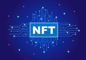 NFT Non Fungible Token Crypto Art of Converting Into Digital Network with Coin Servers for Banner or Poster in Flat Background Illustration vector