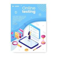 Online Testing Course Poster Template Flat Design Illustration Editable of Square Background for Social media, E-learning and Education Concept vector