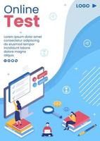 Online Testing Course Flyer Template Flat Design Illustration Editable of Square Background for Social media, E-learning and Education Concept vector