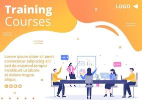 Business Online Training, Seminar or Courses Brochure Template Flat Illustration Editable of Square Background for Social media or Greetings Card vector