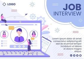 reunión de entrevista de trabajo y candidato de empleo o plantilla de folleto de contratación ilustración plana editable de fondo cuadrado para redes sociales vector