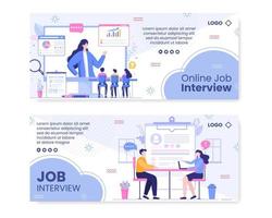 Job Interview Meeting and Candidate of Employment or Hiring Banner Template Flat Illustration Editable of Square Background for Social Media vector