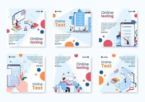 Ilustración de diseño plano de plantilla de publicación de curso de prueba en línea editable de fondo cuadrado para redes sociales, aprendizaje electrónico y concepto de educación vector